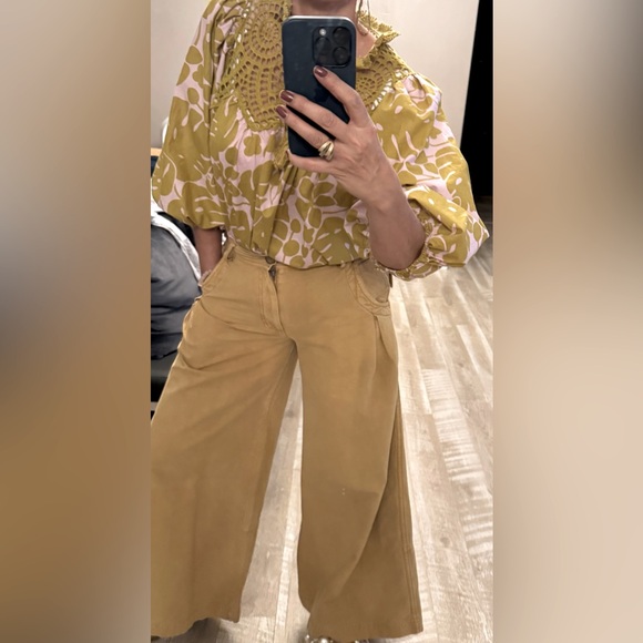 Sundance Women’s Harmonia Crochet Top Size XL Boho Puff Sleeve Green Tassels - Picture 2 of 5